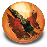 12 inch stoneware bowl in beautiful earth tone colors and red. Handmade pottery by Prairie Fire Pottery. Wheel-thrown and high=fired to 2400°. Made in the U.S.A.  This is an overhead view of the bowl.