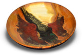 12 inch stoneware bowl in beautiful earth tone colors and red. Handmade pottery by Prairie Fire Pottery. Wheel-thrown and high=fired to 2400°. Made in the U.S.A.