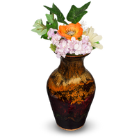 Classic flared-neck vase. Handmade pottery by Prairie Fire Pottery. Hand made in the U.S.A from stoneware clay.  View with flowers.
